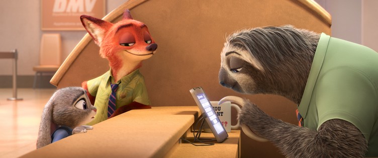 ZOOTOPIA ??FLASH, THE FASTEST SLOTH AT THE DMV -- When rookie rabbit officer Judy Hopps (voice of Ginnifer Goodwin) has only 48 hours to crack her first case, she turns to scam-artist fox Nick Wilde for help, but he doesn't always have her best interests at heart. Their investigation takes them to the local DMV (Department of Mammal Vehicles), which is staffed entirely by sloths. Directed by Byron Howard and Rich Moore, and produced by Clark Spencer, Walt Disney Animation Studios' "Zootopia" opens in U.S. theaters on March 4, 2016. ?2015 Disney. All Rights Reserved.