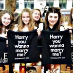 Fans of group One direction, display messages for Harry Styles,