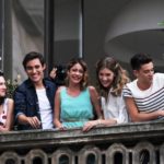 The cast of famous television series, Violetta and E’ Grave, seen interacting and greeting their fans from the terrace of Mondadori at Piazza Duomo in Milan